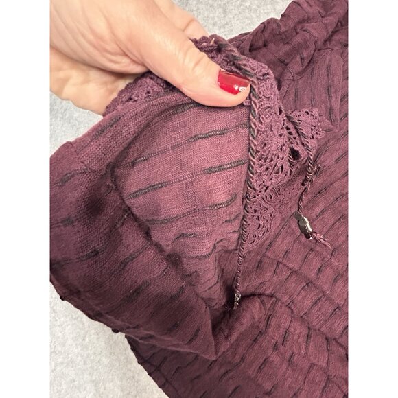 Vintage America Blues Purple Textured Knit Lace-Up Tunic Top Women’s Large - Picture 14 of 14